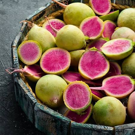 Watermelon Radish Seeds for growing heirloom Non-GMO colorful pink center radishes